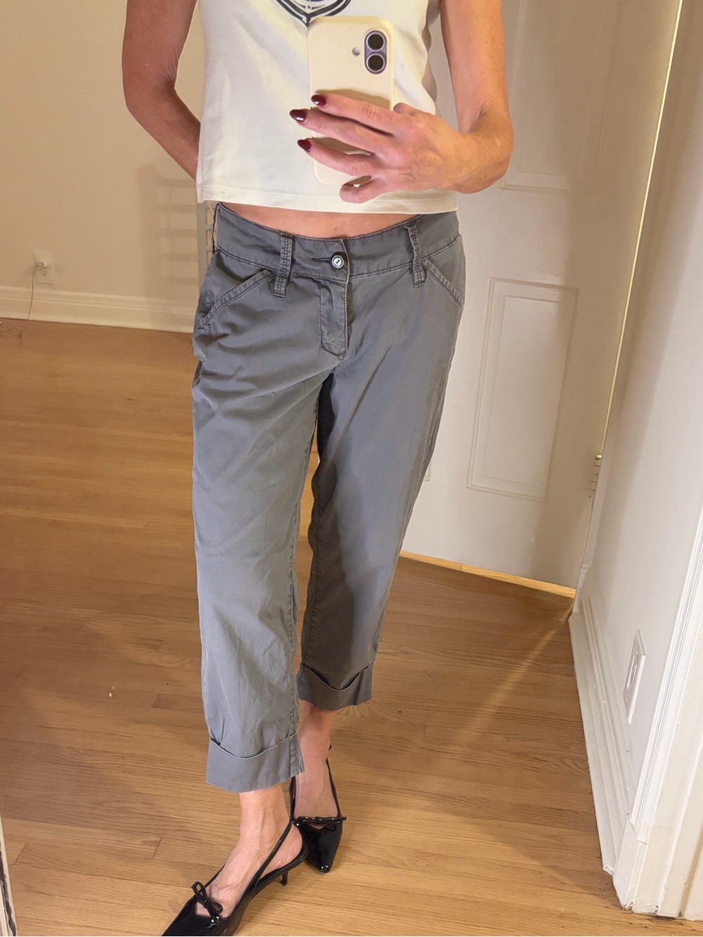 Jag Grey Cropped Chinos Pants - Classic  Fit